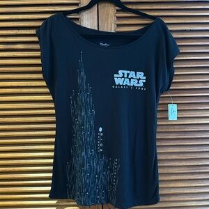 DISNEY PASSHOLDER STAR WARS -  NWT dressy Tshirt with shoulder ruching